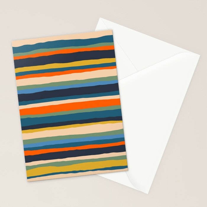 Serrate Stripes Colorful Retro Organic Contemporary Pattern Stationery Card Gallery Image 2