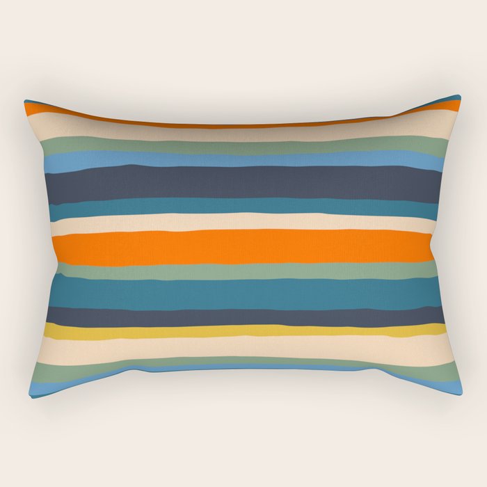 Serrate Stripes Colorful Retro Organic Contemporary Pattern Rectangular Pillow Gallery Image 1