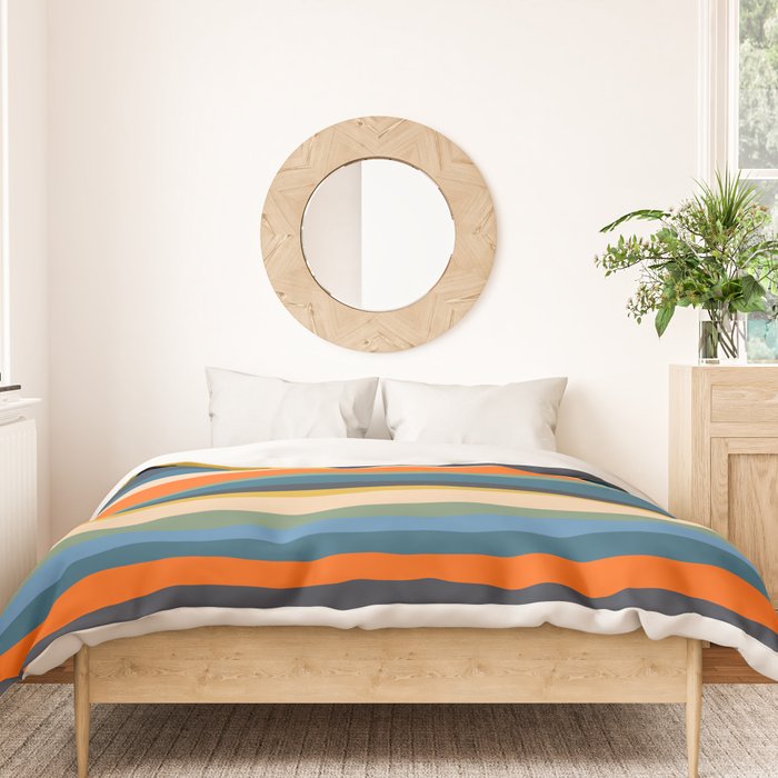 Serrate Stripes Colorful Retro Organic Contemporary Pattern Duvet Cover Gallery Image 3