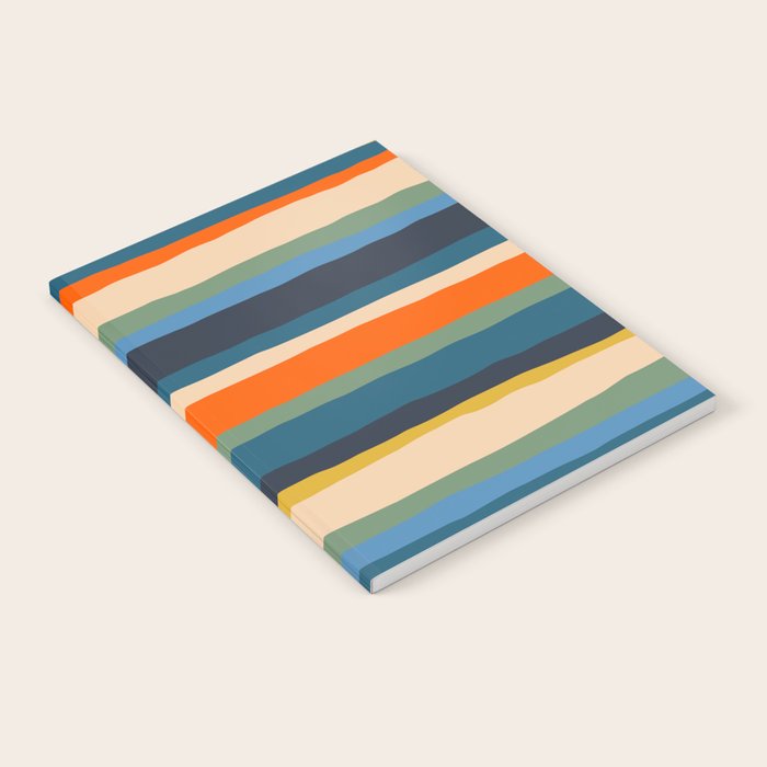 Serrate Stripes Colorful Retro Organic Contemporary Pattern Notebook Gallery Image 1