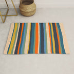 Serrate Stripes Colorful Retro Organic Contemporary Pattern Rug Gallery Image 1