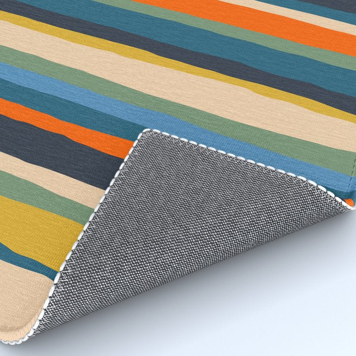 Serrate Stripes Colorful Retro Organic Contemporary Pattern Rug Gallery Image 4