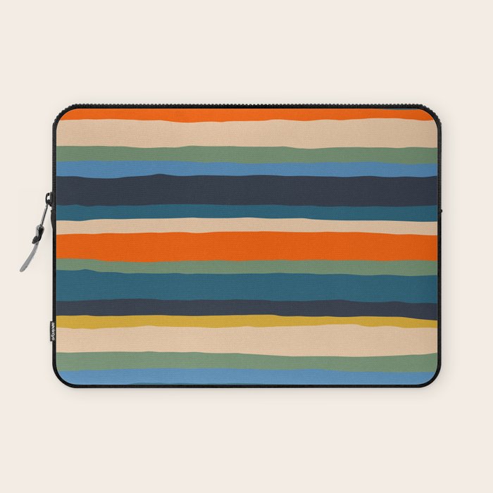 Serrate Stripes Colorful Retro Organic Contemporary Pattern Laptop Sleeve Gallery Image 1