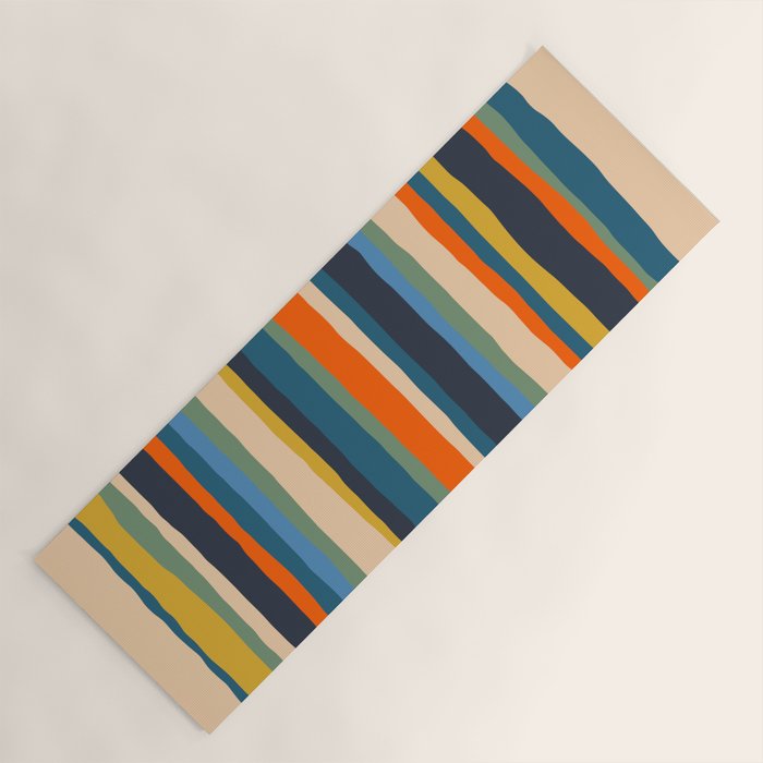 Serrate Stripes Colorful Retro Organic Contemporary Pattern Yoga Mat Gallery Image 1