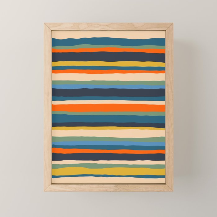 Serrate Stripes Colorful Retro Organic Contemporary Pattern Mini Art Print Gallery Image 1