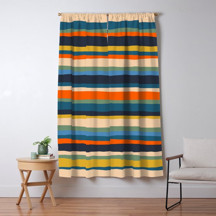 Serrate Stripes Colorful Retro Organic Contemporary Pattern Window Curtain Gallery Image 5