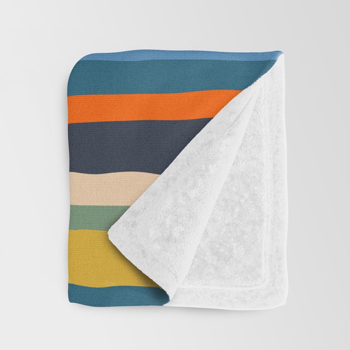 Serrate Stripes Colorful Retro Organic Contemporary Pattern Throw Blanket Gallery Image 3