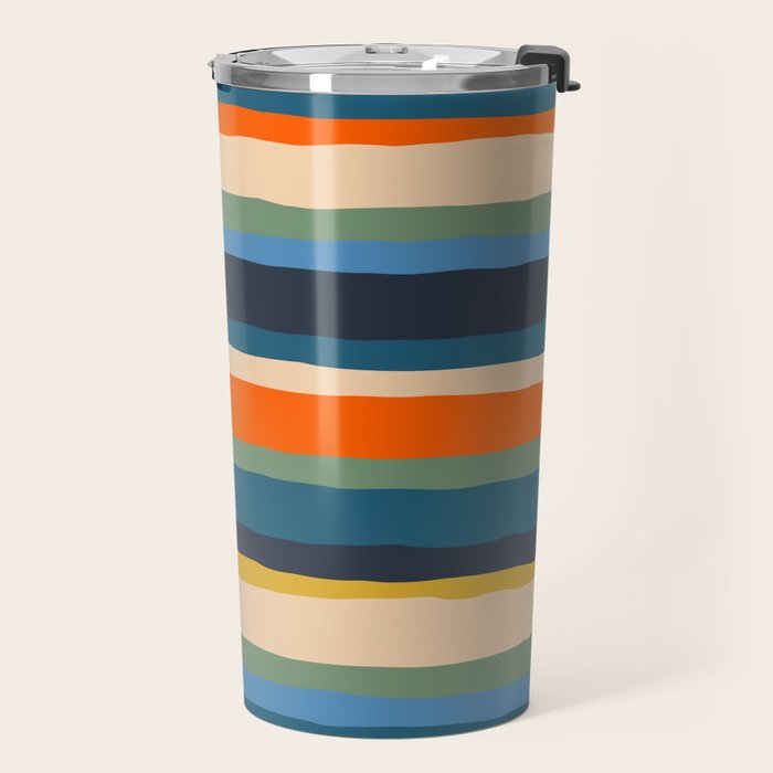 Serrate Stripes Colorful Retro Organic Contemporary Pattern Travel Mug Gallery Image 2