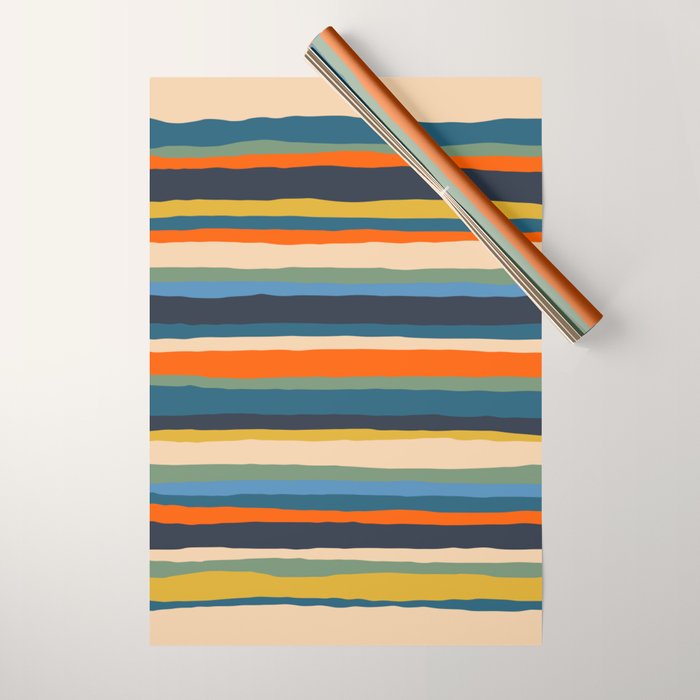 Serrate Stripes Colorful Retro Organic Contemporary Pattern Wrapping Paper Gallery Image 1