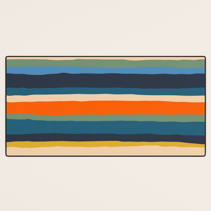 Serrate Stripes Colorful Retro Organic Contemporary Pattern Desk Mat Gallery Image 3