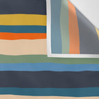 Serrate Stripes Colorful Retro Organic Contemporary Pattern Wall Tapestry Gallery Image 3