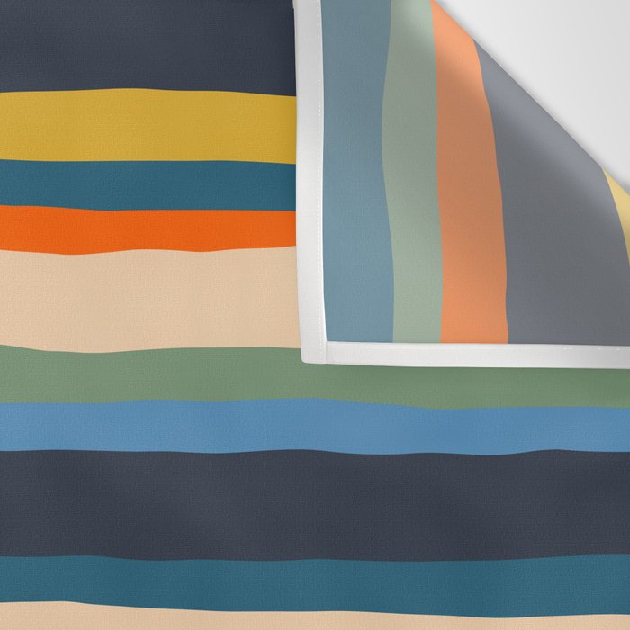 Serrate Stripes Colorful Retro Organic Contemporary Pattern Wall Tapestry Gallery Image 3