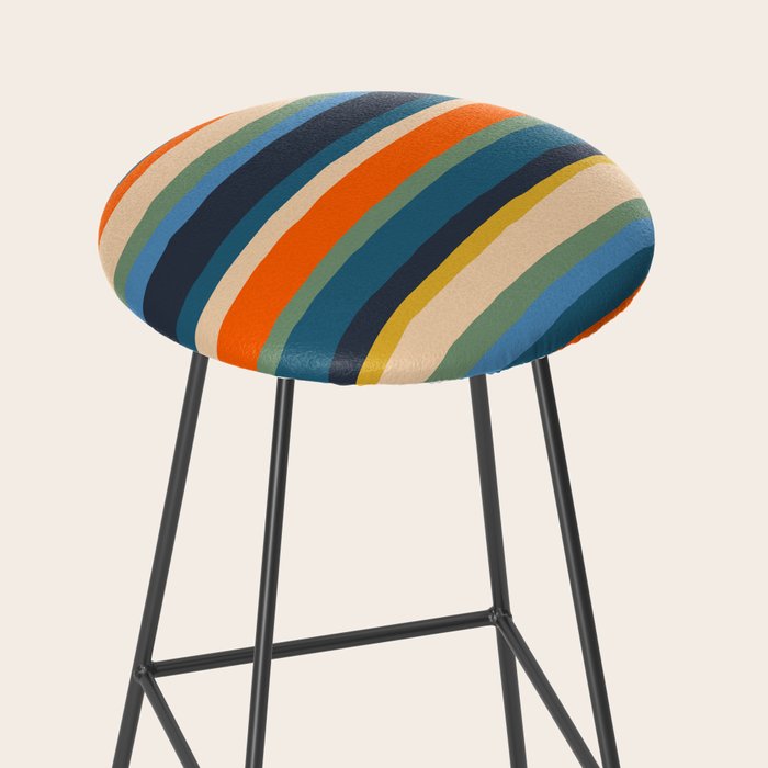 Serrate Stripes Colorful Retro Organic Contemporary Pattern Stool Gallery Image 2