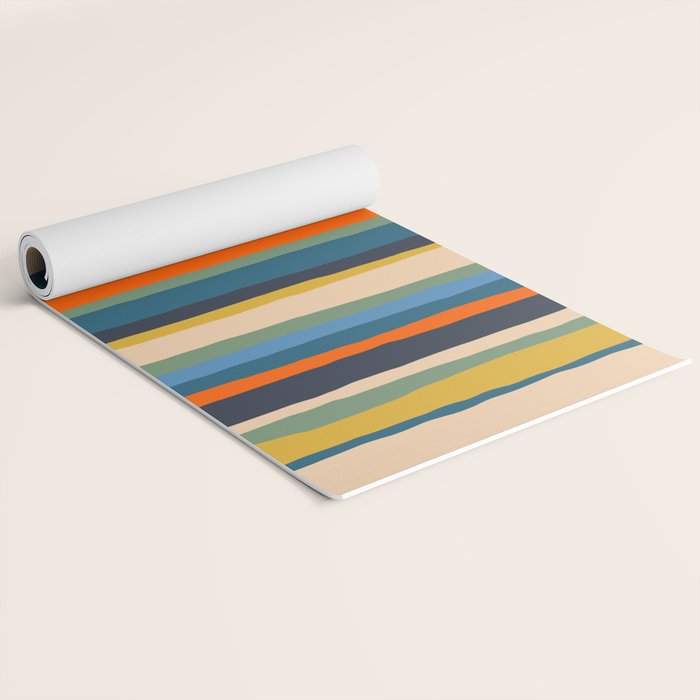 Serrate Stripes Colorful Retro Organic Contemporary Pattern Yoga Mat Gallery Image 2
