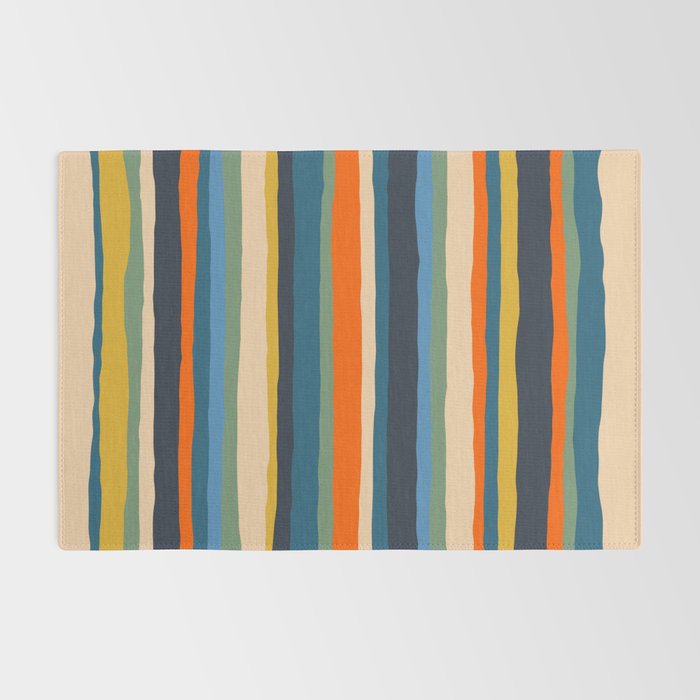 Serrate Stripes Colorful Retro Organic Contemporary Pattern Rug Gallery Image 2