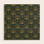 Retro Art Deco Pattern Gold On Green Velvet Wood Wall Art Gallery Image 1