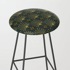 Retro Art Deco Pattern Gold On Green Velvet Stool Gallery Image 2