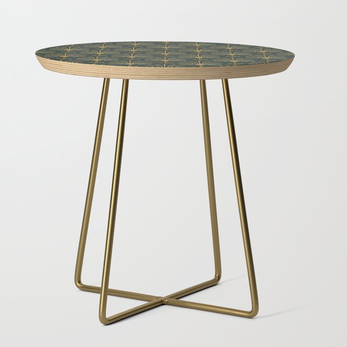 Retro Art Deco Pattern Gold On Green Velvet Side Table Gallery Image 1