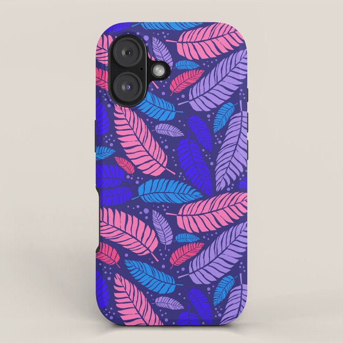 Tropical palm leaves in purple pink and blue iPhone Case Gallery Image 1