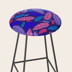 Tropical palm leaves in purple pink and blue Stool Gallery Image 2