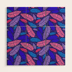 Tropical palm leaves in purple pink and blue Wood Wall Art Gallery Image 1