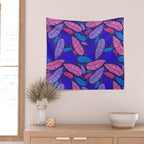 Tropical palm leaves in purple pink and blue Wall Tapestry Gallery Image 2