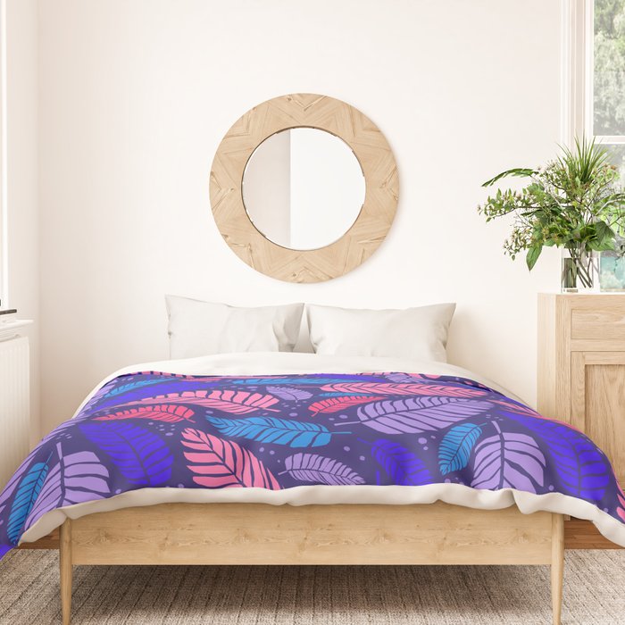 Tropical palm leaves in purple pink and blue Duvet Cover Gallery Image 3