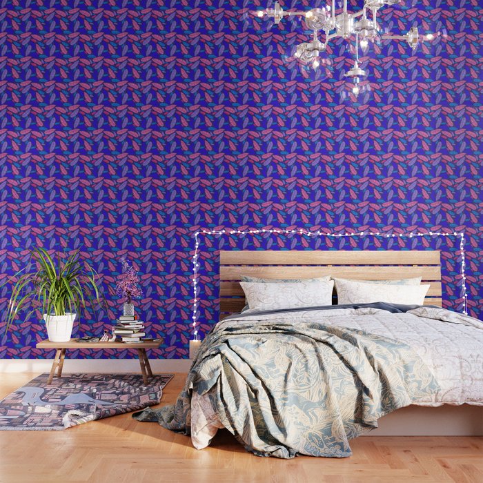Tropical palm leaves in purple pink and blue Wallpaper Gallery Image 3