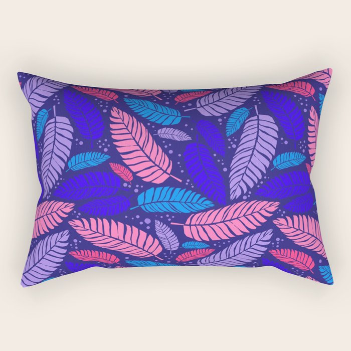 Tropical palm leaves in purple pink and blue Rectangular Pillow Gallery Image 2