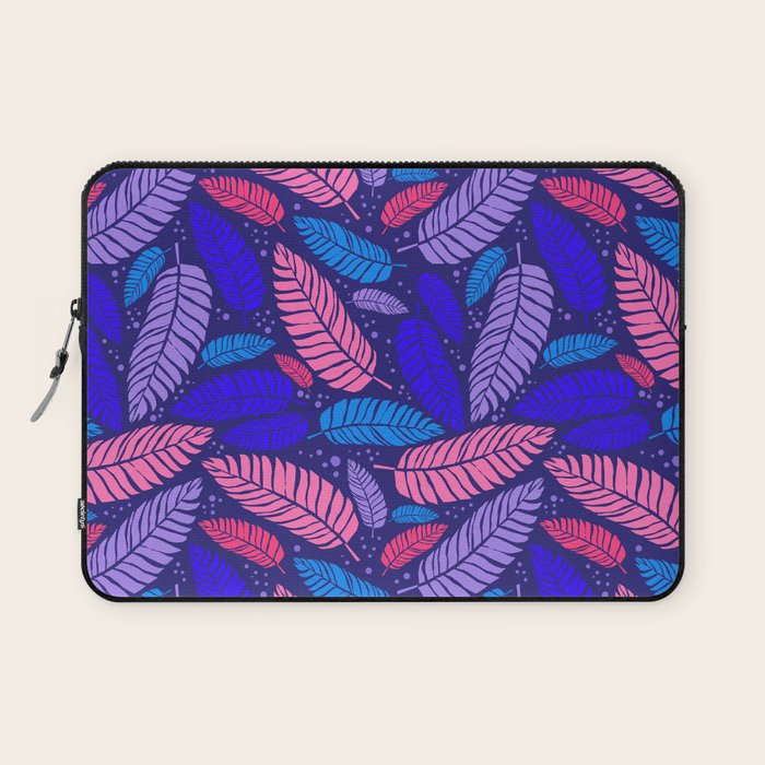 Tropical palm leaves in purple pink and blue Laptop Sleeve Gallery Image 1