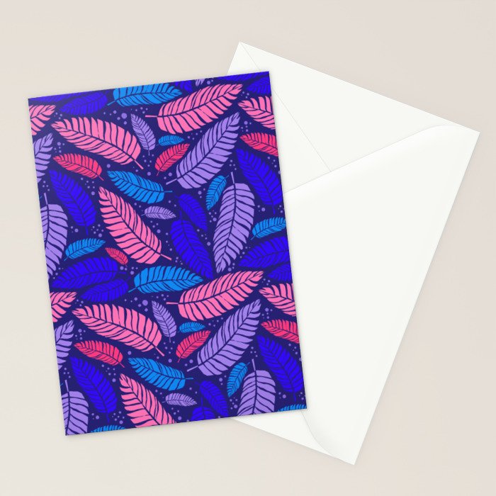 Tropical palm leaves in purple pink and blue Stationery Card Gallery Image 2