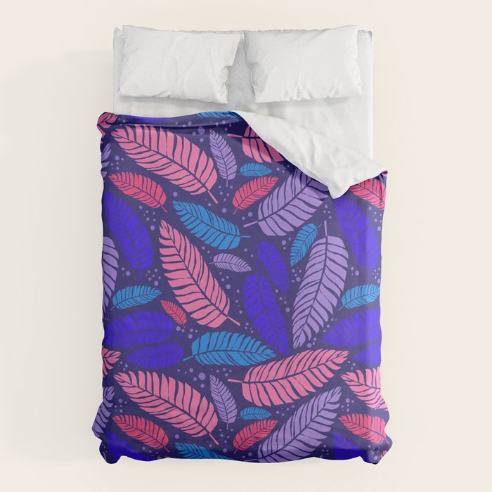 Tropical palm leaves in purple pink and blue Duvet Cover Gallery Image 6