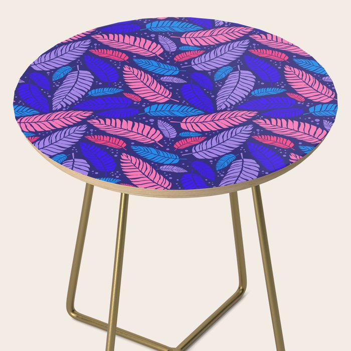 Tropical palm leaves in purple pink and blue Side Table Gallery Image 2