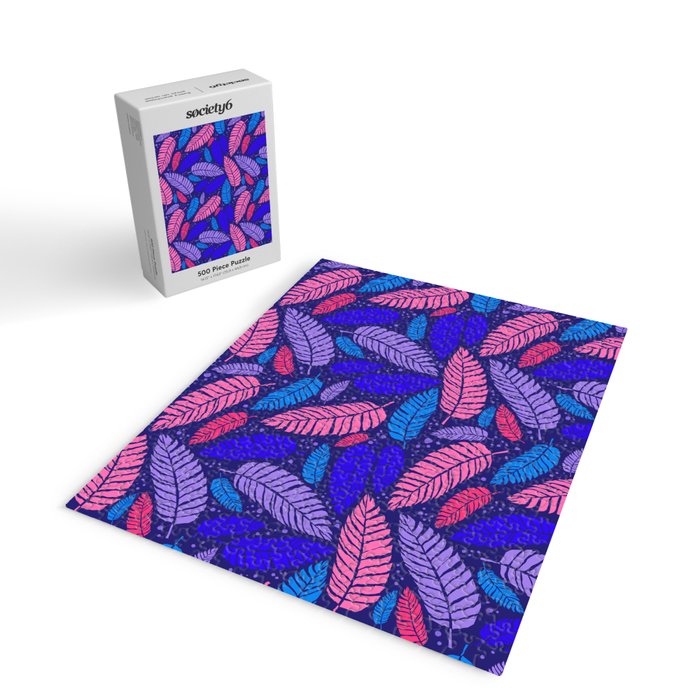 Tropical palm leaves in purple pink and blue Jigsaw Puzzle Gallery Image 2