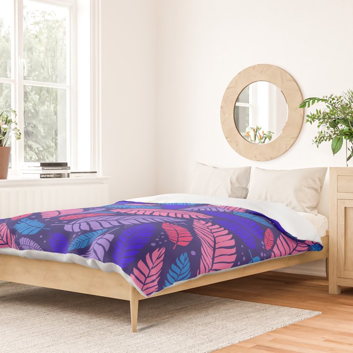 Tropical palm leaves in purple pink and blue Duvet Cover Gallery Image 2