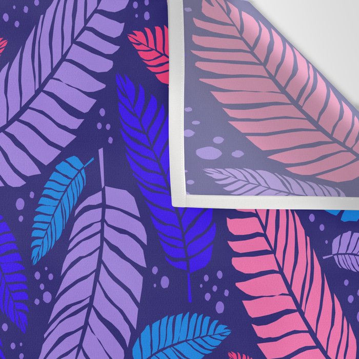 Tropical palm leaves in purple pink and blue Wall Tapestry Gallery Image 3