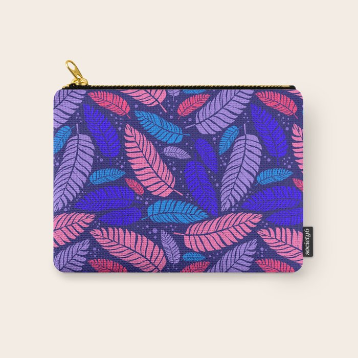 Tropical palm leaves in purple pink and blue Carry All Pouch Gallery Image 1