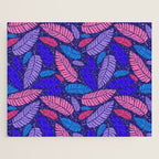 Tropical palm leaves in purple pink and blue Jigsaw Puzzle Gallery Image 1