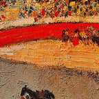 Pablo Picasso - La Corrida - Plaza de Toros Pamplona, Spain matador and bull landscape painting  Coffee Mug Gallery Image 2