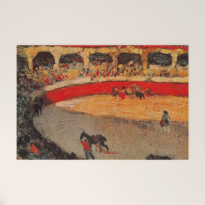 Pablo Picasso - La Corrida - Plaza de Toros Pamplona, Spain matador and bull landscape painting  Welcome Mat Gallery Image 1