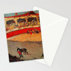 Pablo Picasso - La Corrida - Plaza de Toros Pamplona, Spain matador and bull landscape painting  Stationery Card Gallery Image 2