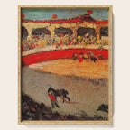 Pablo Picasso - La Corrida - Plaza de Toros Pamplona, Spain matador and bull landscape painting  Serving Tray Gallery Image 1