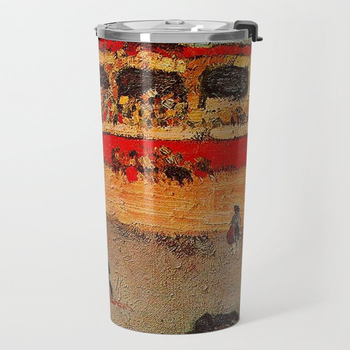 Pablo Picasso - La Corrida - Plaza de Toros Pamplona, Spain matador and bull landscape painting  Travel Mug Gallery Image 2