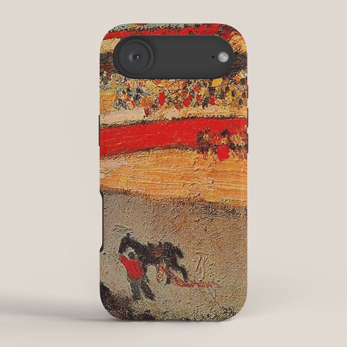 Pablo Picasso - La Corrida - Plaza de Toros Pamplona, Spain matador and bull landscape painting  iPhone Case Gallery Image 2
