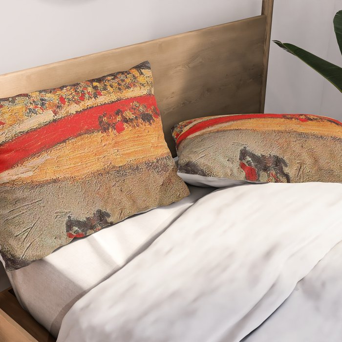 Pablo Picasso - La Corrida - Plaza de Toros Pamplona, Spain matador and bull landscape painting  Pillow Sham Gallery Image 2