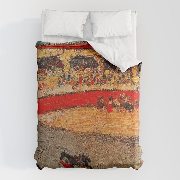 Pablo Picasso - La Corrida - Plaza de Toros Pamplona, Spain matador and bull landscape painting  Duvet Cover Gallery Image 6