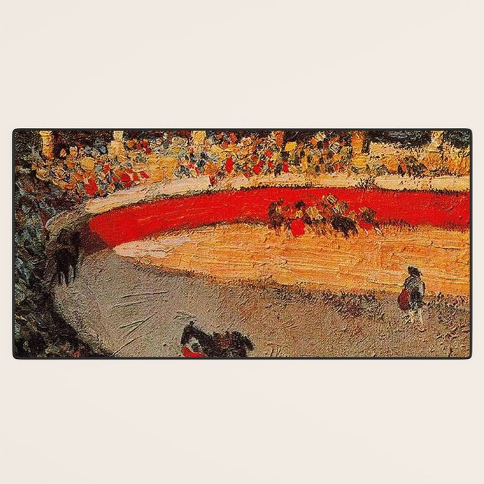 Pablo Picasso - La Corrida - Plaza de Toros Pamplona, Spain matador and bull landscape painting  Desk Mat Gallery Image 3