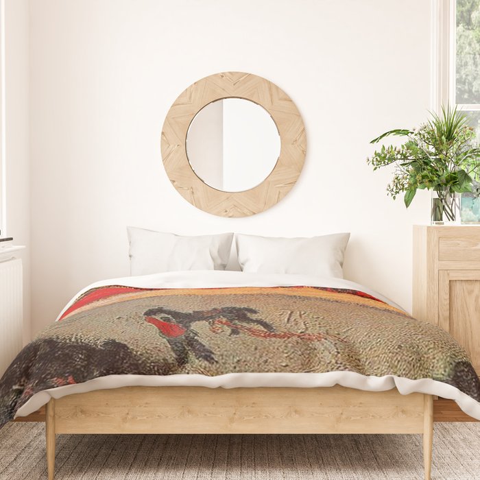 Pablo Picasso - La Corrida - Plaza de Toros Pamplona, Spain matador and bull landscape painting  Duvet Cover Gallery Image 3