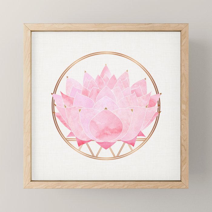 Pink Lotus Botanical Mini Art Print Gallery Image 1