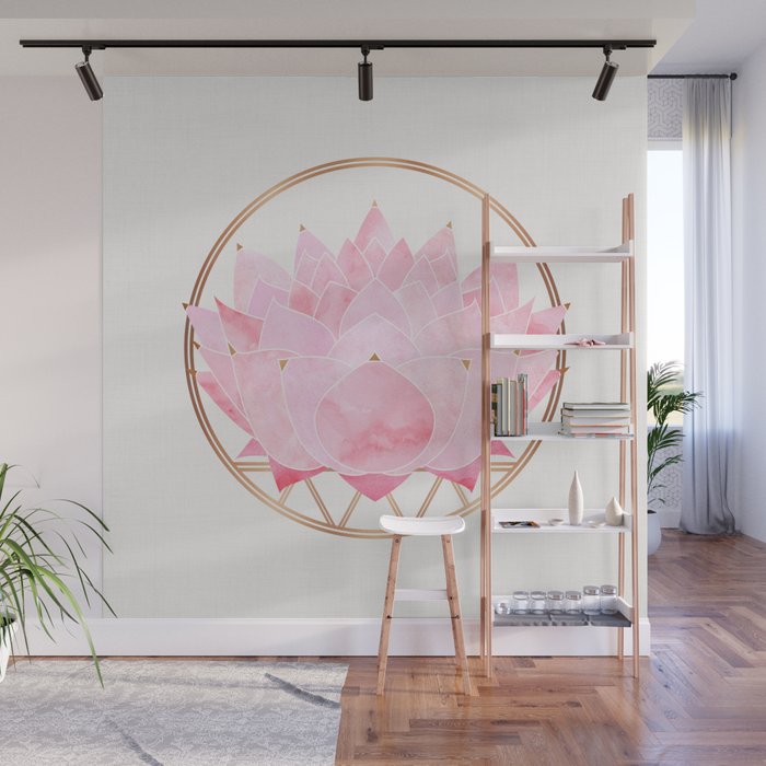 Pink Lotus Botanical Wall Mural Gallery Image 1